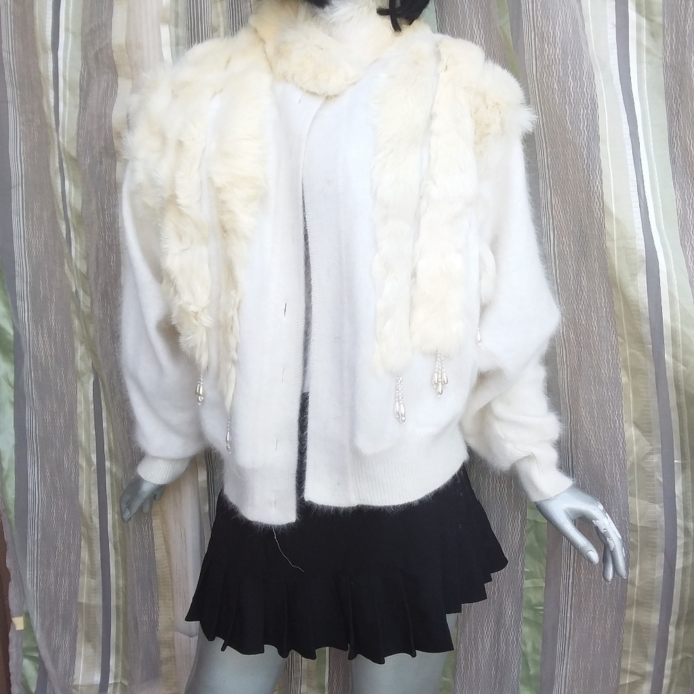 Medium Sweater Off White Angora Soft Vintage! - Picture 4 of 7